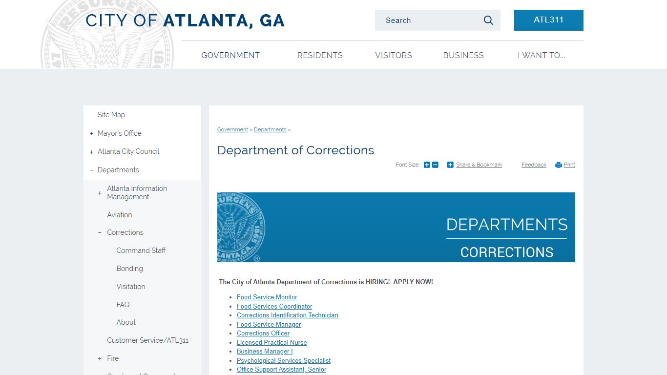 Department of Corrections | Atlanta, GA